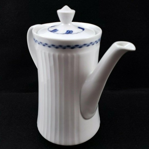 Royal Worcester Coffee Pot White With Blue Leaves - Picture 9 of 12